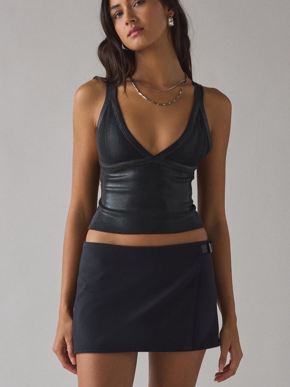 UO Jade Foil Seamless Knit Cutout Tank Top